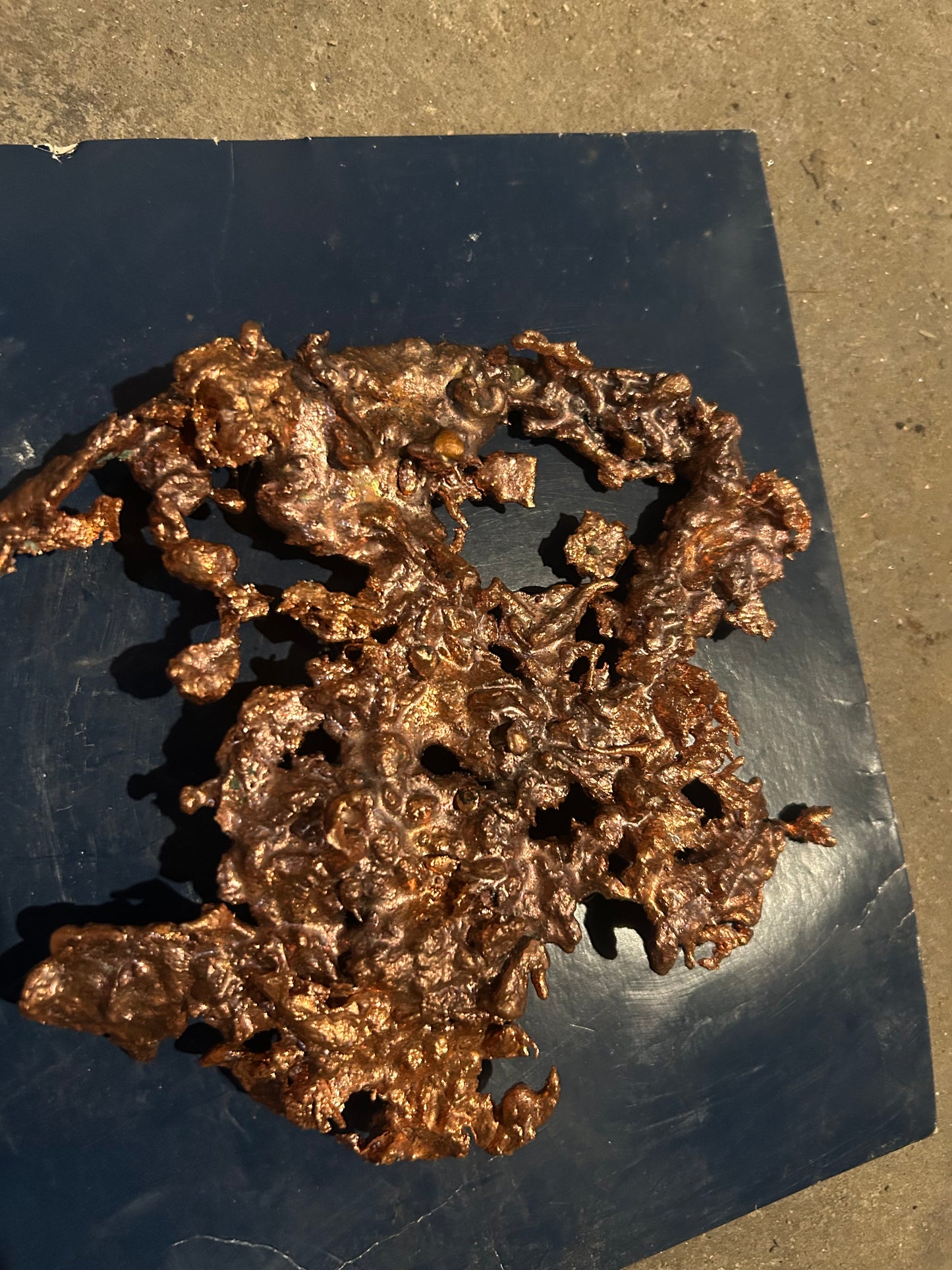 Hand poured copper art 