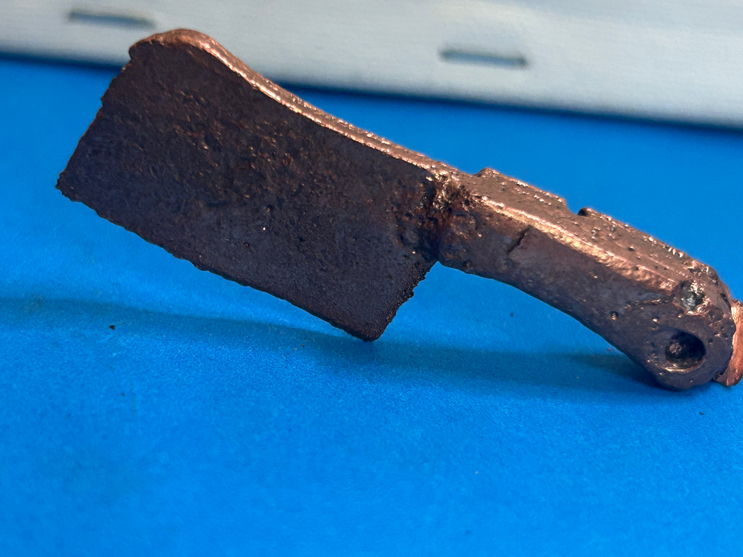 Hand poured little mini pure copper hatchet ￼
