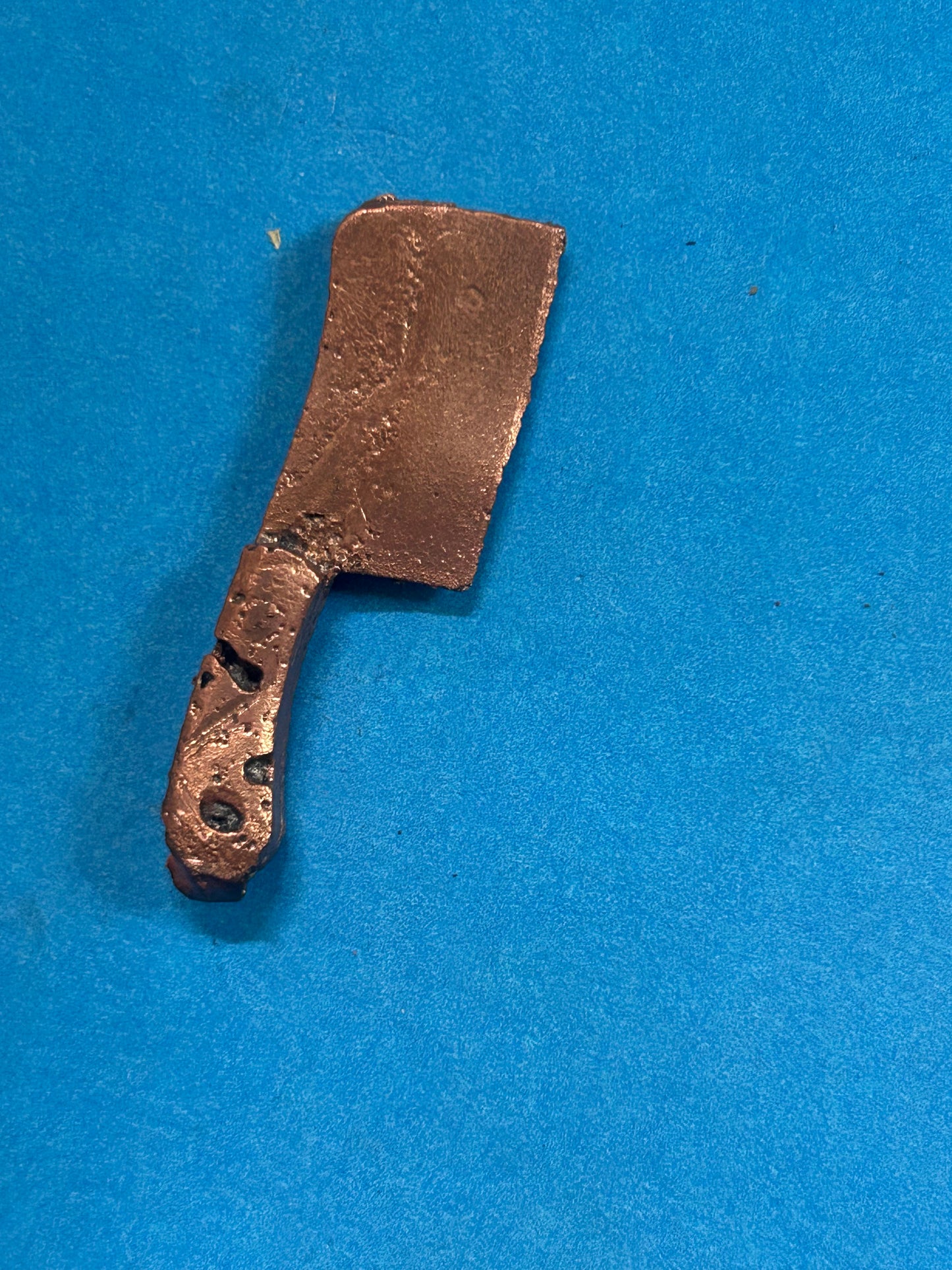 Hand poured little mini pure copper hatchet ￼